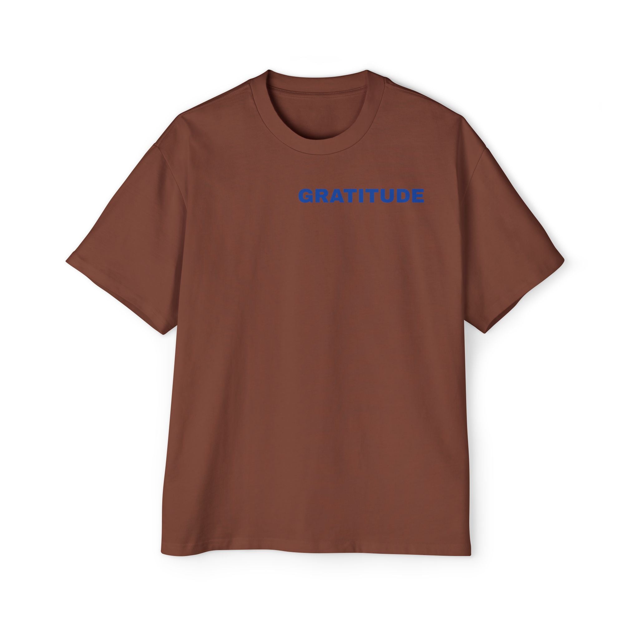 Gratitude Tee — Men's Oversized T-Shirt with Minimal Blue Text