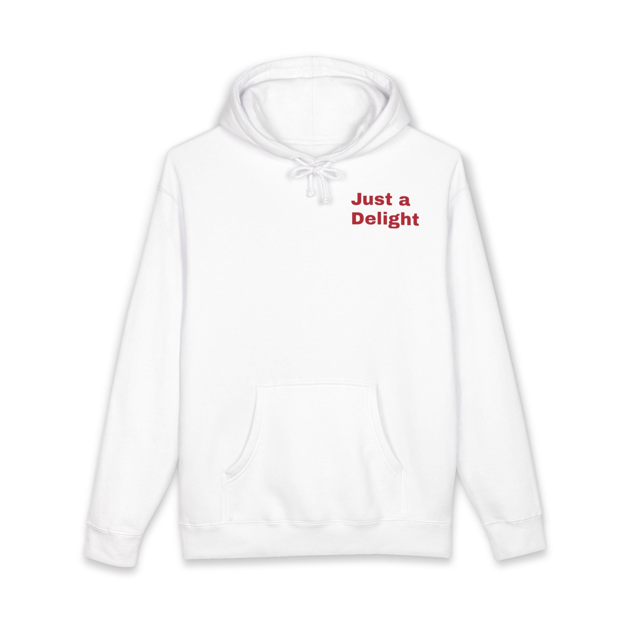 Just a Delight Hoodie — Minimal Chest Print Casual Pullover