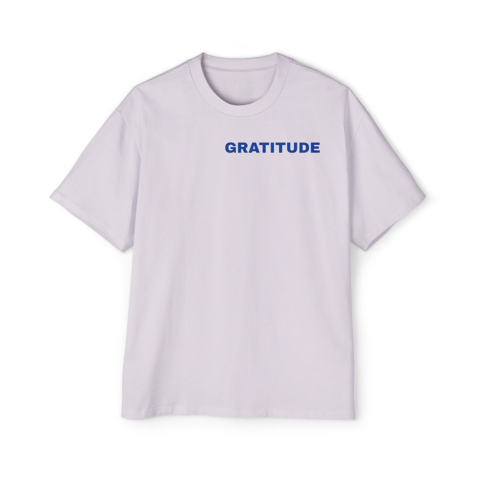 Gratitude Tee — Men's Oversized T-Shirt with Minimal Blue Text