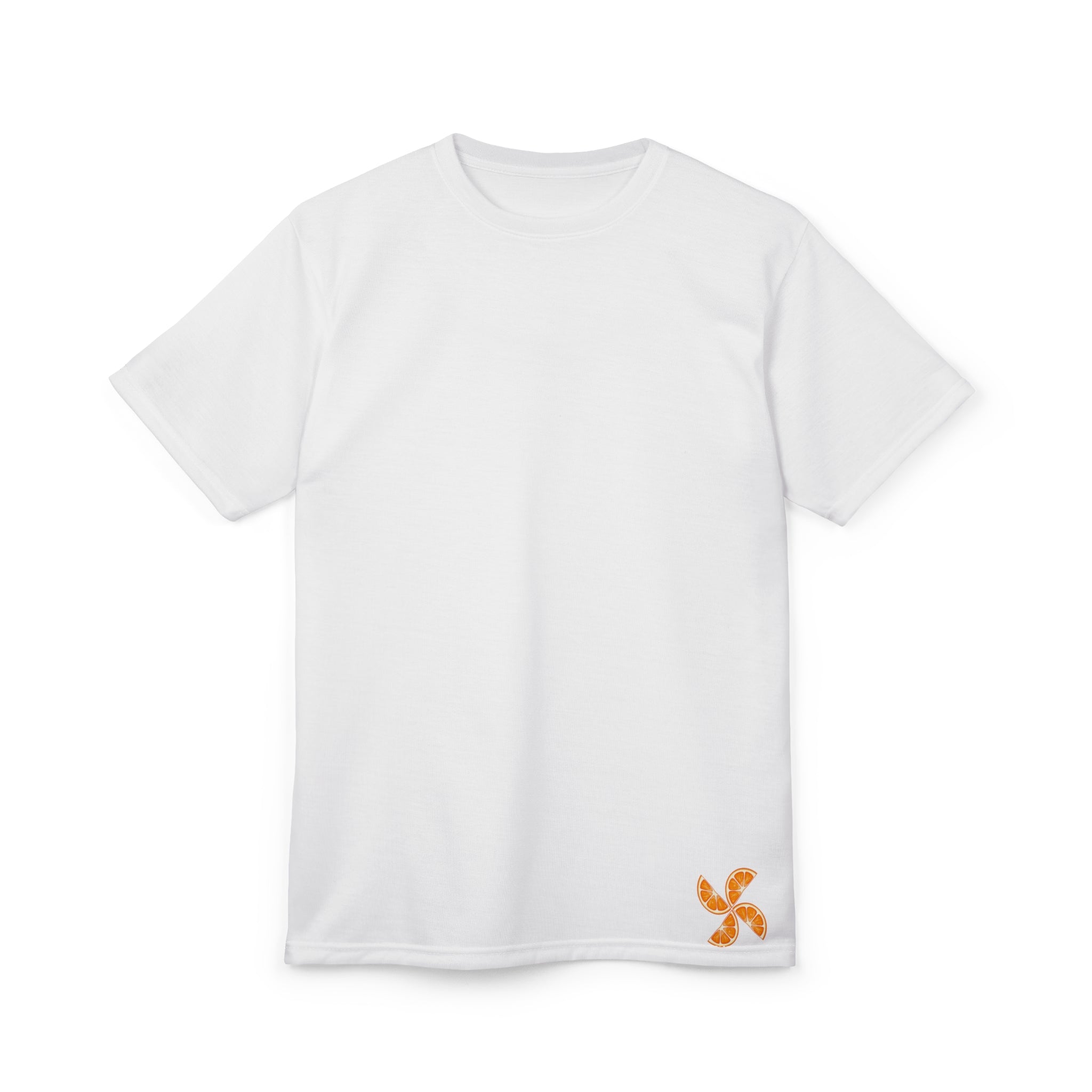 T-Shirt — Minimal Orange Fleur Corner Design, Subtle Modern Casual Tee