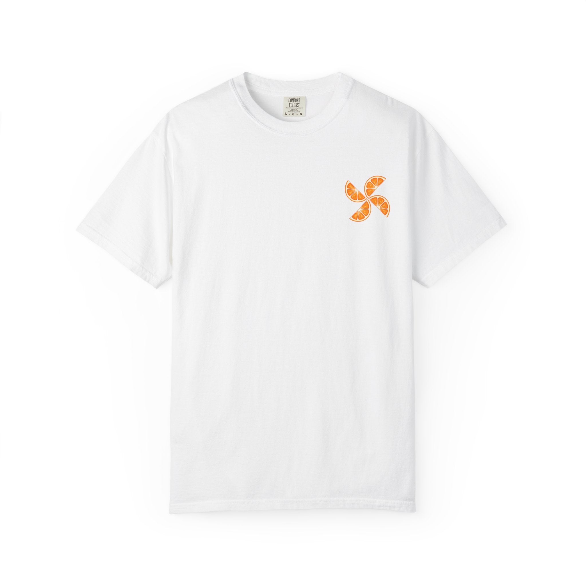 T-Shirt — Minimal Orange Petal Chest Graphic Tee
