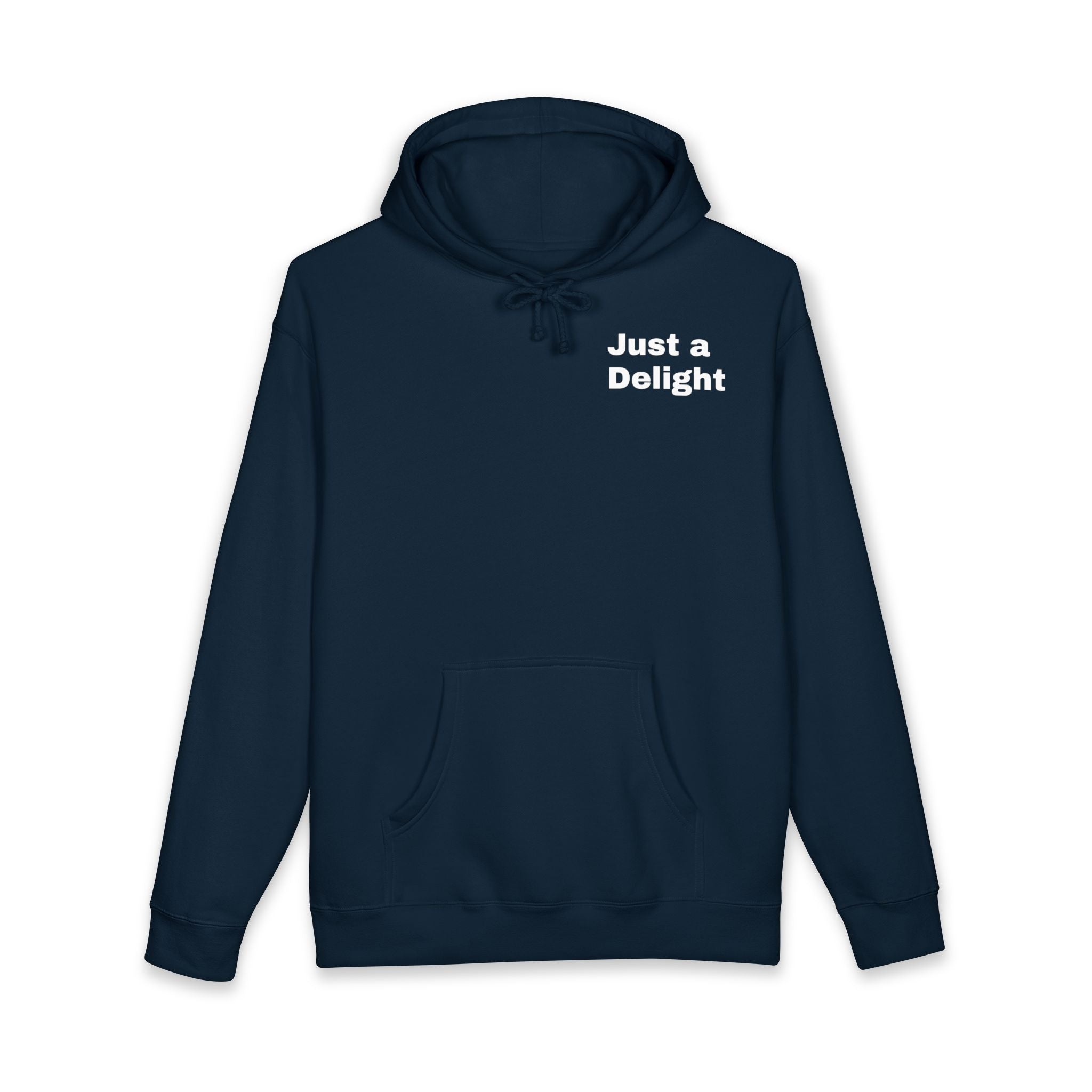 Just a Delight Hoodie — Minimal Chest Print Casual Pullover